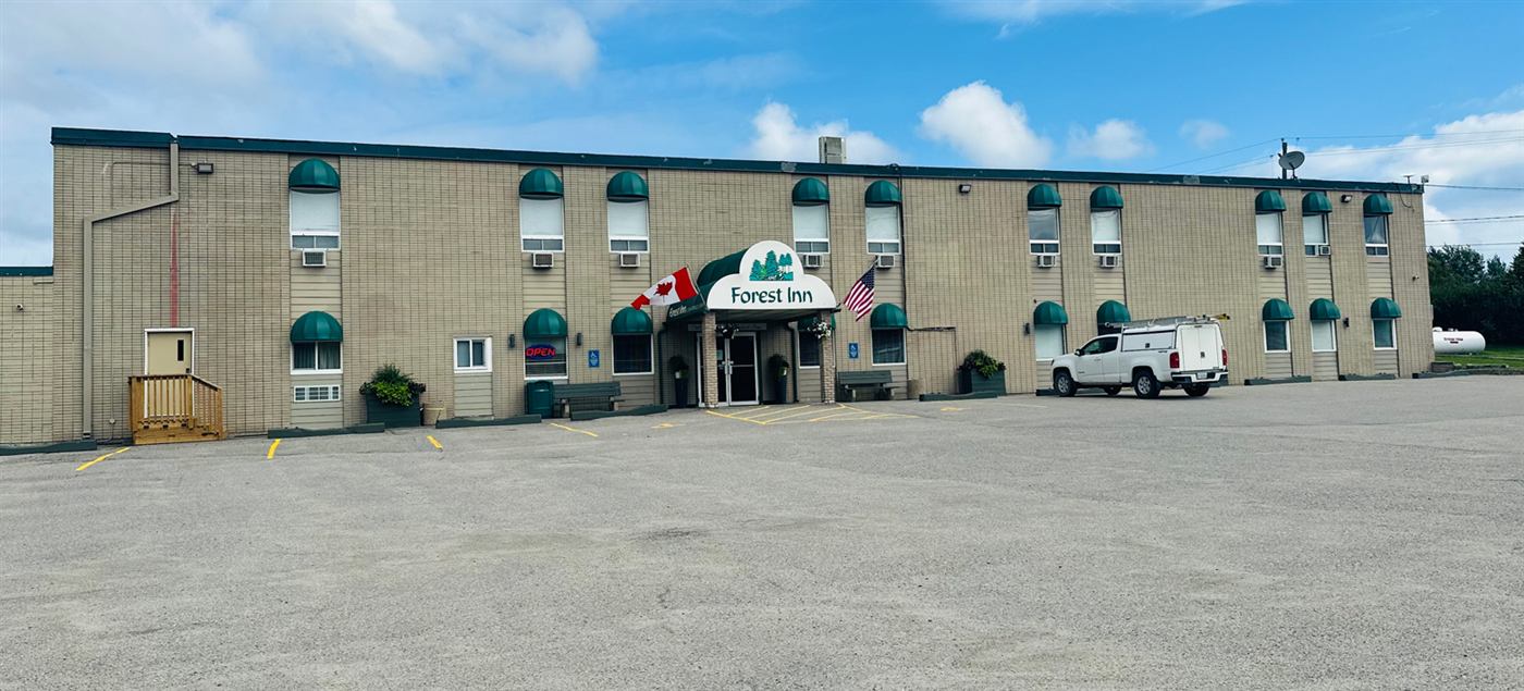 Daytime exterior of Forest Inn and Conference Centre on May Street in Sioux Lookout, Ontario